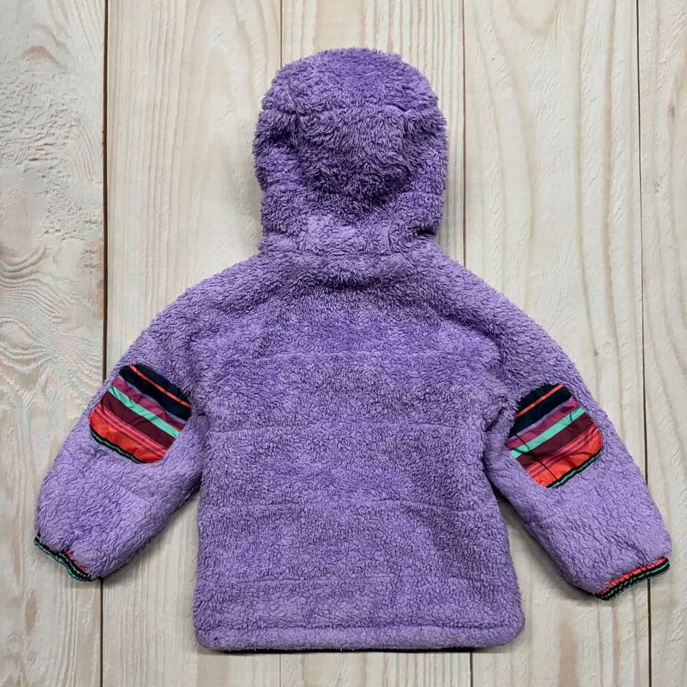 Patagonia Girls Toddler 2T?? Reversible Tribbles Hoody Jacket Sherpa Striped